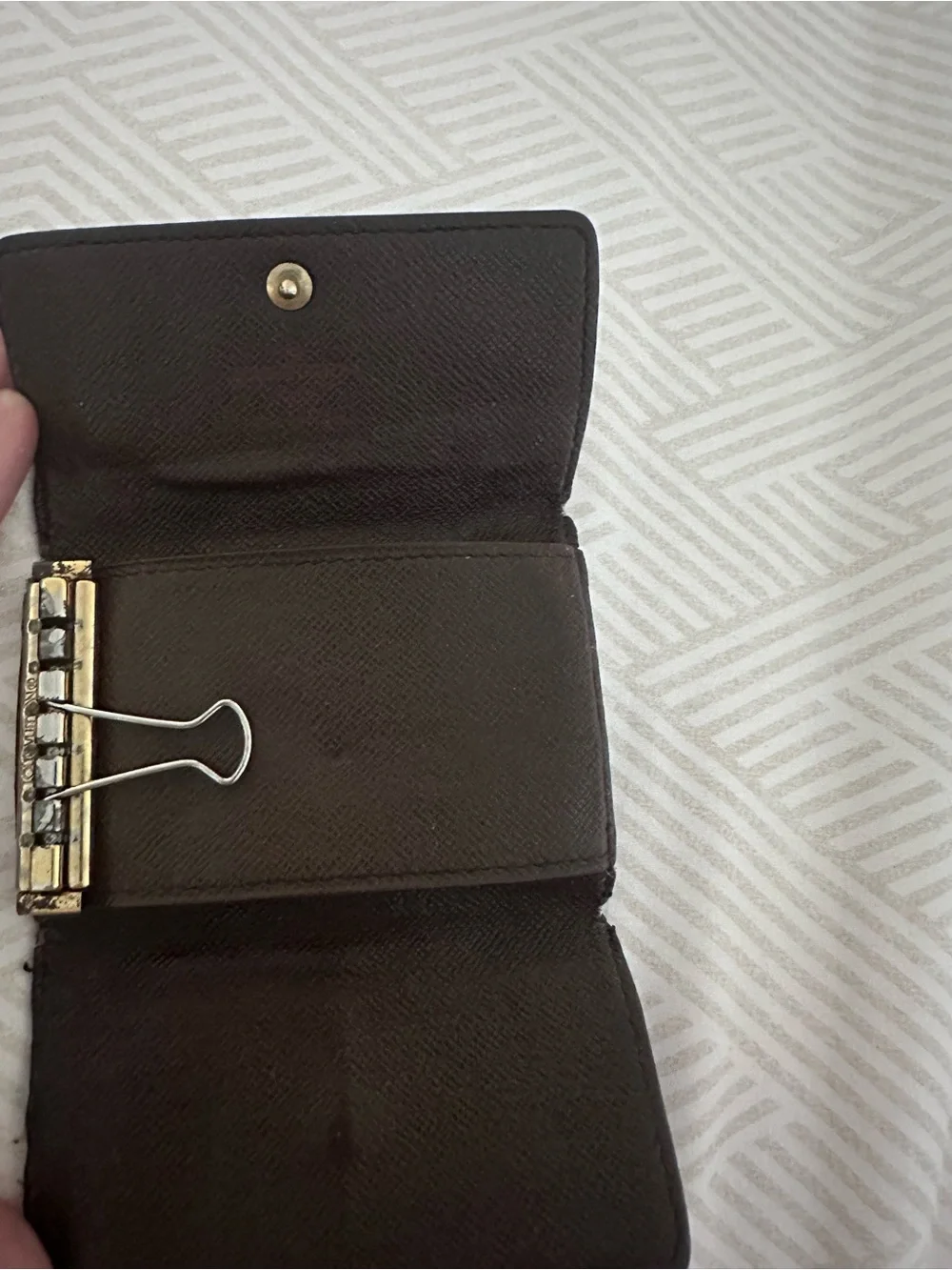 Louis Vuitton Brown Damier Canvas Key Pouch with Gold Snap